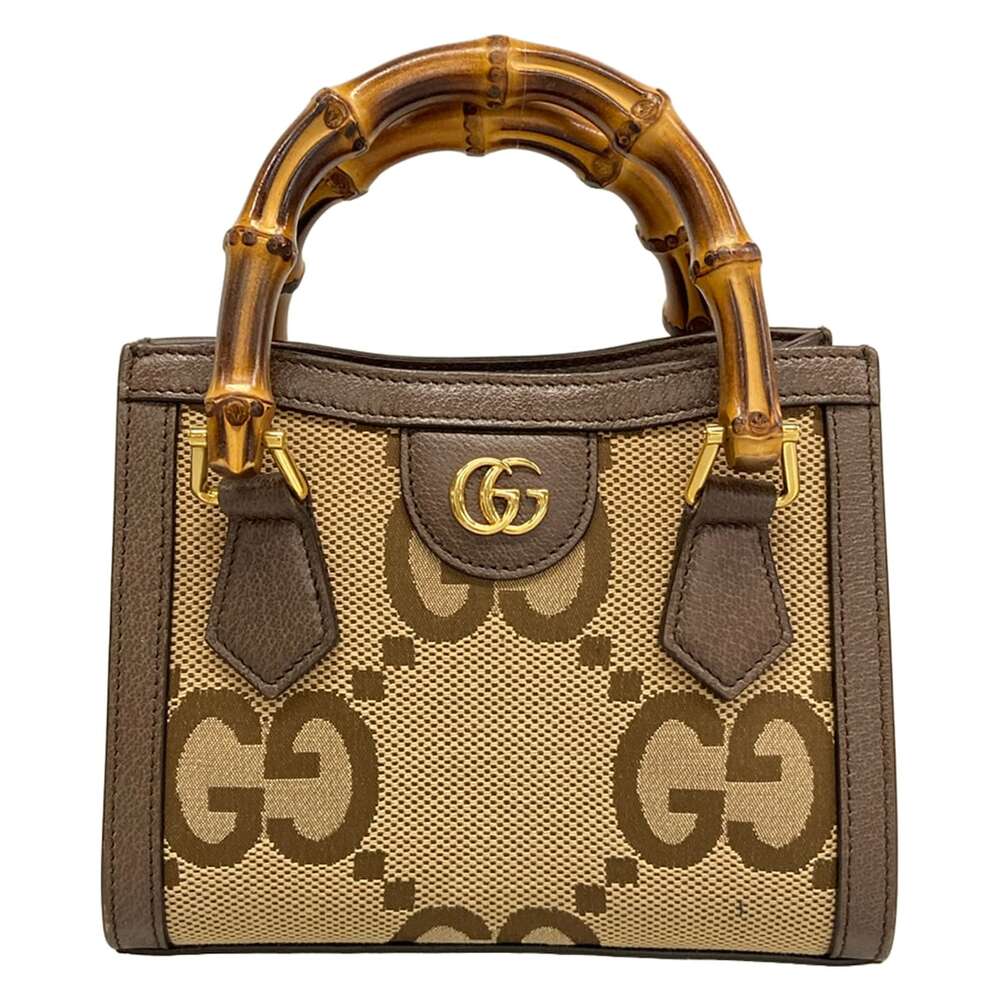 Gucci Diana Mini Tote Bag Tote Bag 655661 Dark Brown Beige Jacquard Leather - Picture 1 of 15